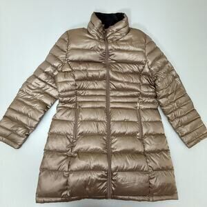 Andrew Marc Premium Down Packable Long Puffer Coat Taupe Brown Womens XL